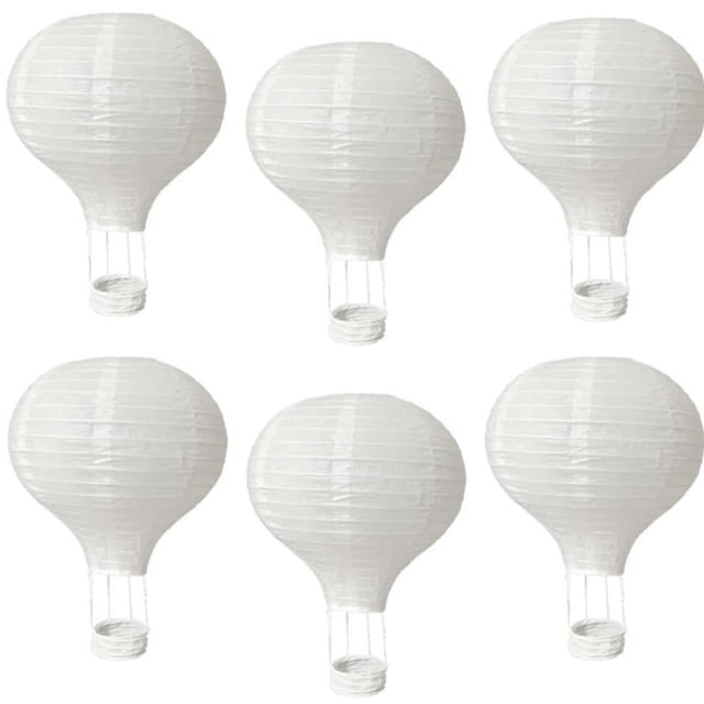 Lámpara de papel con forma de globo aerostático de color blanco puro, pintada a mano, decorativa, para jardín de infantes, para niños