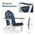 thumbnail image 5 of Aoodor Outdoor Patio Chair, HDPE Folding Adirondack Chair, 32" x 21.6" x 37", Blue and White, 5 of 9