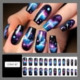 thumbnail image 4 of T-HOTLYST 24 Pcs Stylish Artificial Nail Star Cloud Full Cover False Nail Glossy Stick on Nail Square Press On Nail for Woman, 4 of 9