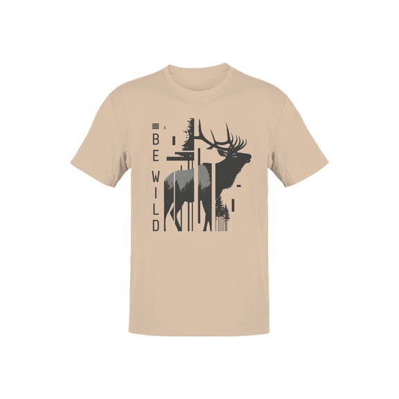 Be Wild Elk Graphic Men's Natural T-Shirt