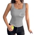 thumbnail image 7 of Grey Womens Padded Cami Tank Tops Ribbed Nylon,Spandex 2026 Summer Trendy Tops Flowy Loose Fit Casual Halter Cami Camisole Outfits Camisole Tops for Women XL, 7 of 7