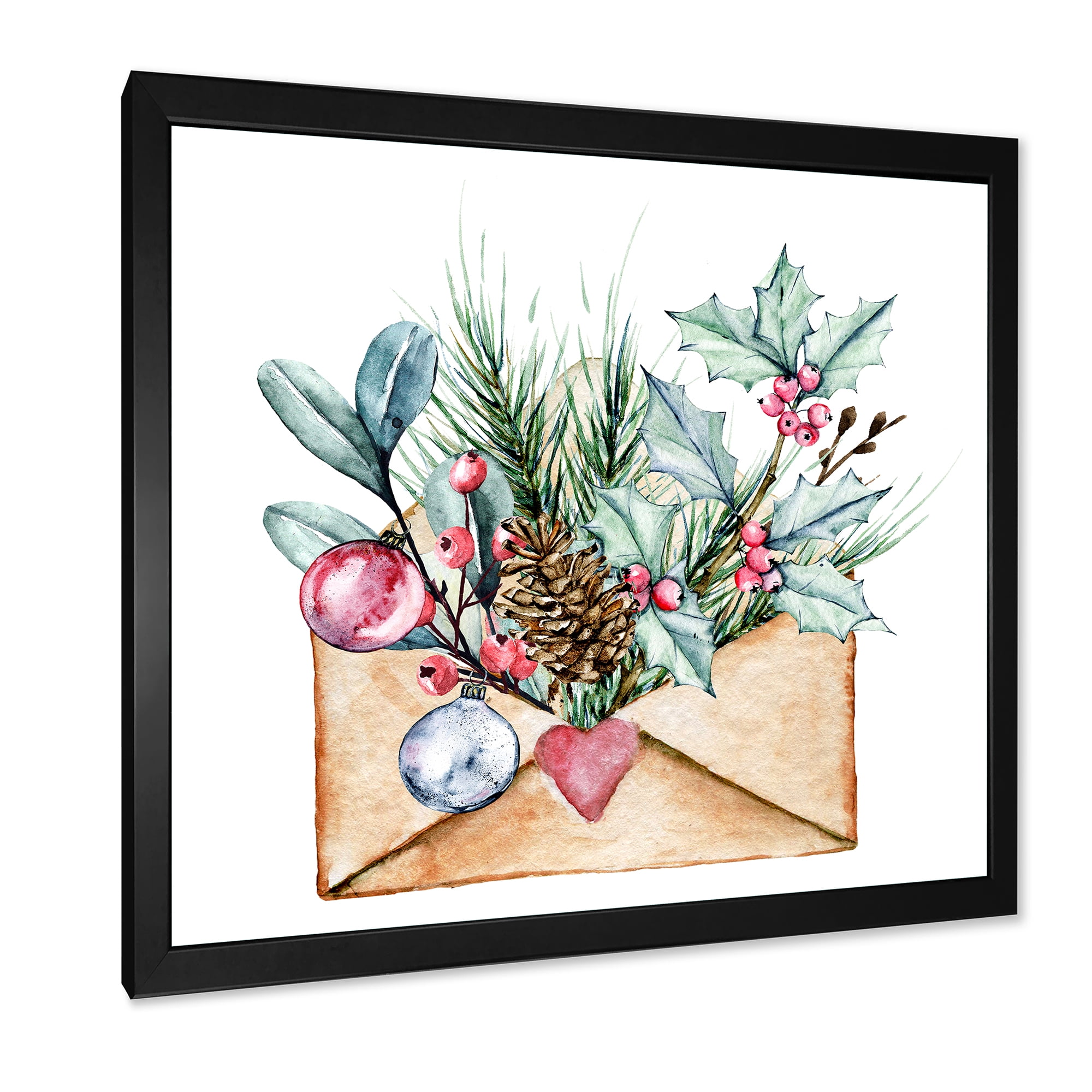 Designart 'Merry Christmas Greeting Card Envelope' Traditional Framed Art Print
