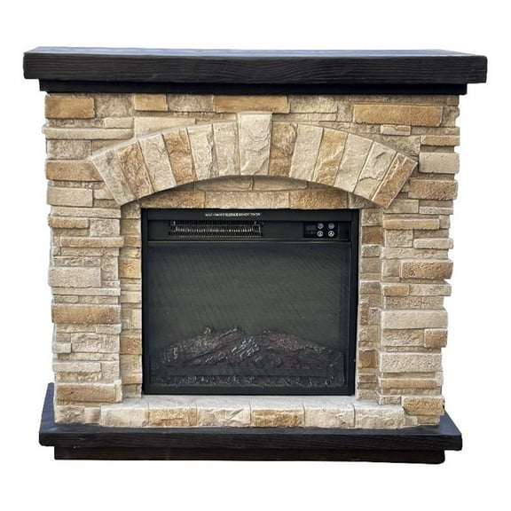 LIVILAND 36 in. Freestanding Electric Fireplace in Tan