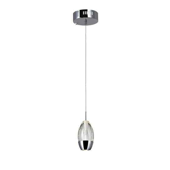 CWI Lighting Perrier 1 Light Down Contemporary Metal Mini Pendant in Chrome