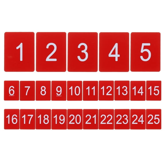 25PCS Rectangle Number Tags 1-25, 3x4CM Number Key Tags Plastic Numbered Tags Key Tags Keychain for Organizer Drawing Prizes Field Sales Clothes Labels, Red