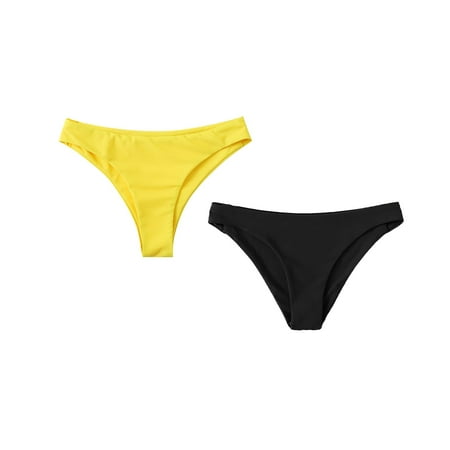Ogiraw Clearance! Seamless Thongs For Women Women s Bikini Bottoms High Cut Swimsuit Bottom Solid Color Mid Waist Swim Bottoms Pack Of 2 Cotton Underwear For Women Brown L