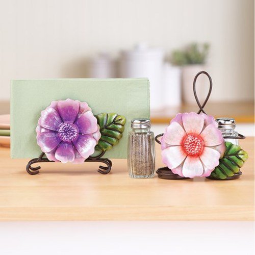 Spring Floral Napkin Holder and Salt & Pepper Caddy