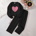 thumbnail image 5 of fnnxnal Girls' Black Sequin Heart 2-Piece Tracksuit (Top+Pants) 6-12Y, Nylon Spandex Soft Outfit for School/Daily Wear, Sizes 130-170,Size 13-14T, 5 of 5