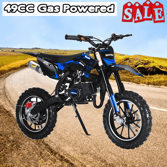 49cc Dirt Bike 2-Stroke Kids Dirt Bike Kids Motorcycle Dirt Bike for Kids Gas Power Motocross Off Road Mini Dirt Bike Pocket Motorbike Racing Max Speed 40KM/H with Front Rear Disc Brakes