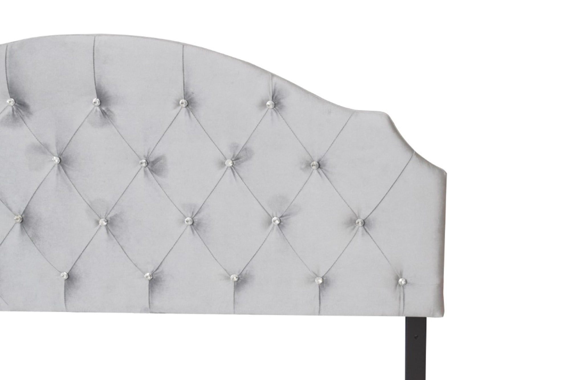 Home Design Evelina King Tufted Upholstered Headboard, Silver Gray, Velvet with Diamond Button Tufting, Modern Bedroom Furniture