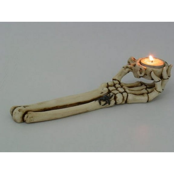 10 Inch Skeletal Hand and Arm Hand Painted Candle Holder, Beige by PTC