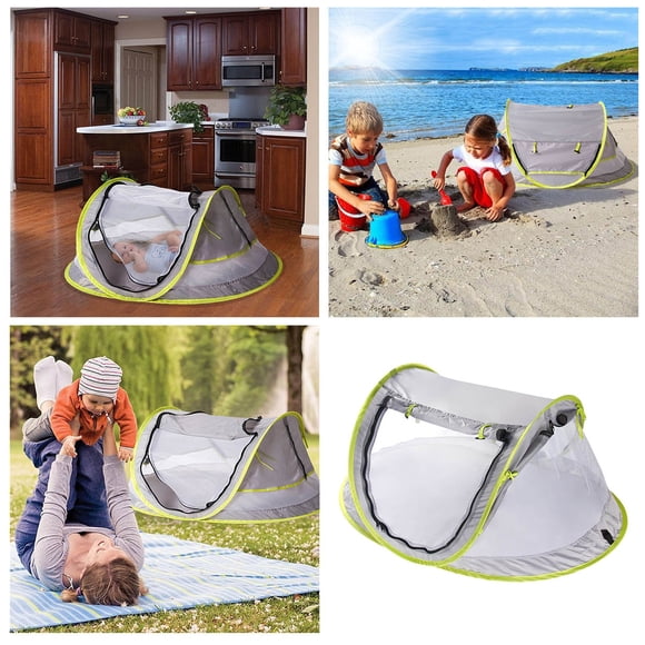 Ainf Tente de Plage Pliante Portable pour Bébé avec Filet, Lit de Voyage, Piscine pour Bébé 02 Ans