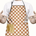 thumbnail image 2 of Orange and White Checkerboard Pattern Apron-Garden Aprons for Women with Pockets-Cotton Linen Waterproof Kitchen Cooking Gardening Aprons Adjustable for Kitchen,Cooking,BBQ and Salon 33x27 Inch, 2 of 7
