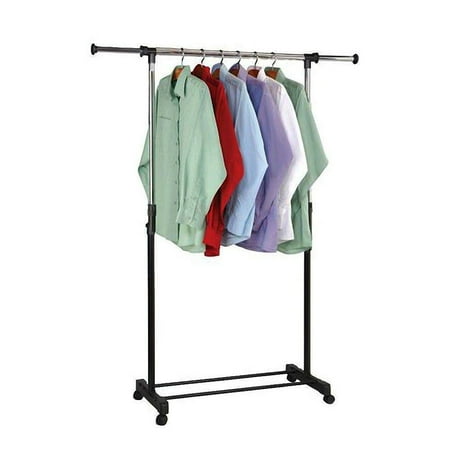 - Marsin Heavy Duty Adjustable Rolling Garment Rack Single Hanging Bar Clothes Hanger Shelves Closet Storage Organizer Wheeled