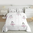 thumbnail image 2 of jejeloiu Cute Ballet Girl Queen Comforter Set,Kawaii Loves Stars Bedding Sets,Pink White Bedding Comforter Set For Kids,Luxury Bedroom Decor Reversible,3pcs, 2 of 8
