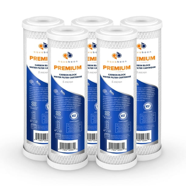 Aquaboon Universal 5 Micron 10 x 2.5 inch Cartridge Premium Whole House Replacement Water