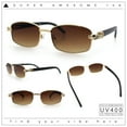 thumbnail image 2 of Luxury 90s Gangster Narrow Rectangle Jaguar Head Hinge Sunglasses Gold - Brown, 2 of 8