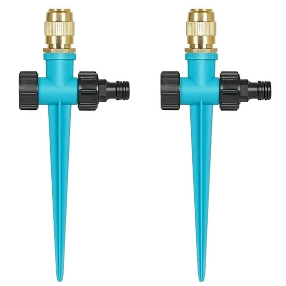 Whatever You Like-Automatic 360° Metal Lawn Sprinkler Set - Adjustable Garden Irrigation System with 1/2" Nozzle, 0-7M Coverage, 2-Pack for Lawn, Patio, Garden Watering (Blue)"}