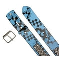thumbnail image 4 of Snap On Art work Skull Cross Bone Tattoo Print Punk Rock Silver Star Studded Leather Belt, 4 of 5
