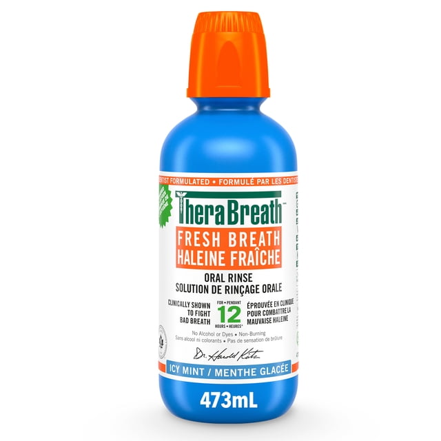 TheraBreath Fresh Mouthwash, Daily Mouthwash for Oral Hygiene, up to 12 Hours of Fresh Breath, Icy Mint, 473 ml