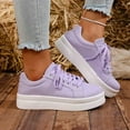 thumbnail image 4 of Platform Fashion Sneakers for Women Girls Spring Fall Casual Canvas Lace up Chunky Flatform Walking Flats Shoes, 4 of 7