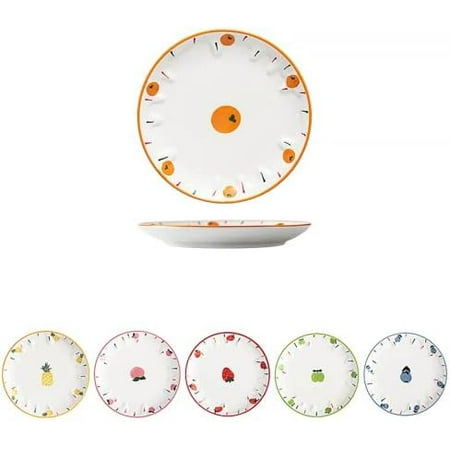 Set of 6 Ceramic Dessert, Cake, Appetizer & Snack Plates - 6 Inch Fruit Pattern Tea Party Serving Plates$$Home Decor, Kitchen, & Other