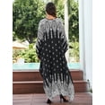 thumbnail image 3 of Plus Size Kaftans for Women Printed Maxi Beach Dress Woven V-neck Caftan Tunic Summer Resort Wear Loose House Dress Oversized Muumuu Dresses Middle Eastern Abaya, 3 of 12