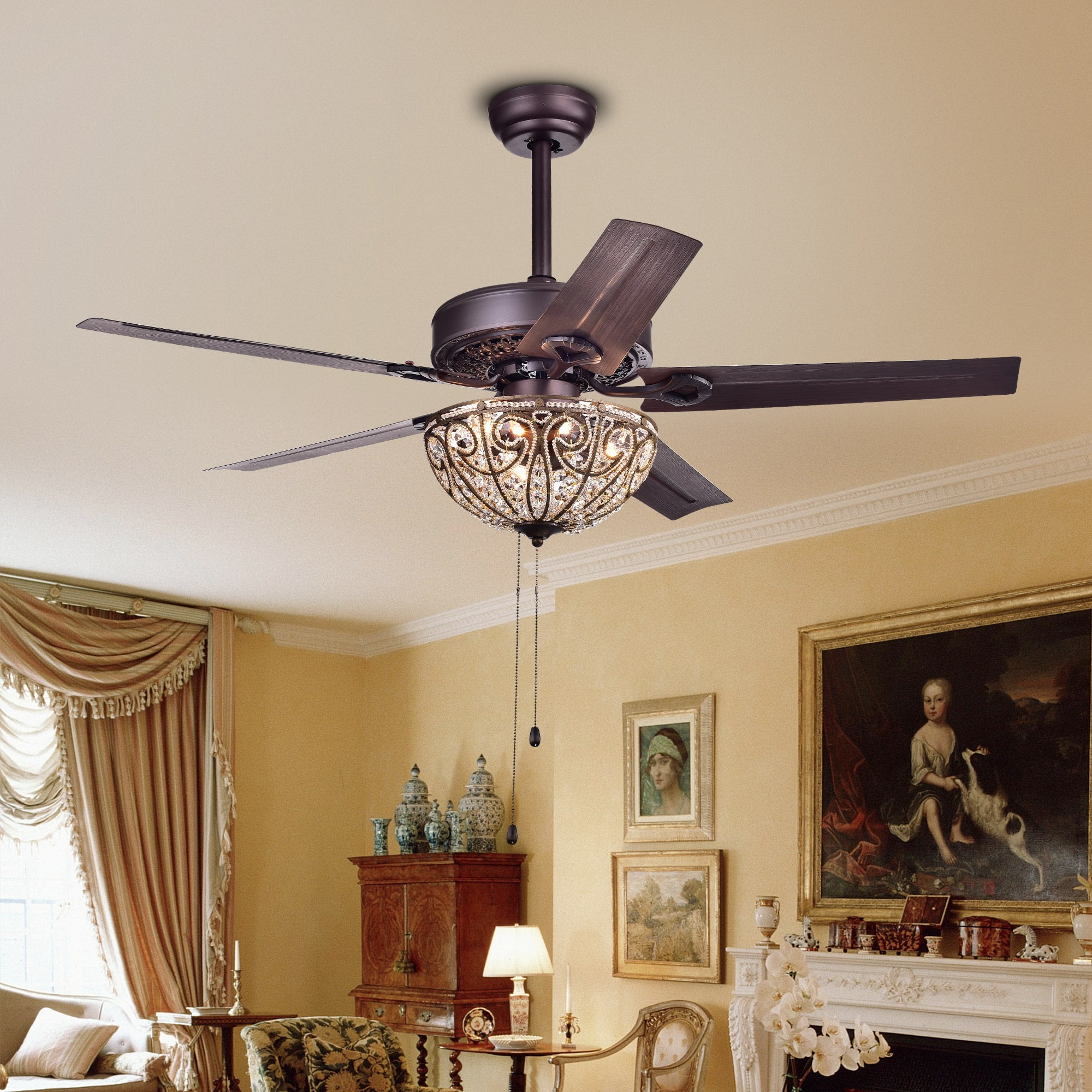 Warehouse Of Catalina Bronze Finished 5 Blade 48 Inch Warehouse Of Catalina Bronze Finished 5 Blade 48 Inch Crystal Ceiling Fan Com
