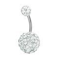thumbnail image 1 of Bijoux de Perçage Corporel Couleurs Assorties Double Cristal Gemme Bague Nombril Bague Nombril Barre Ventrale Acier Inoxydable, 1 of 6