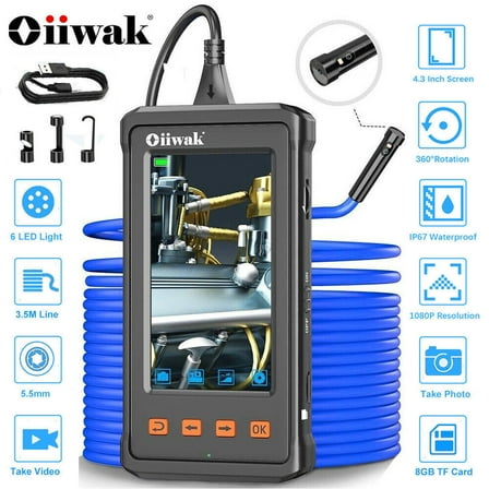 Inspection Camera 11.5FT 5.5mm IP67 360° 1080P HD Digital Borescope Endoscopes