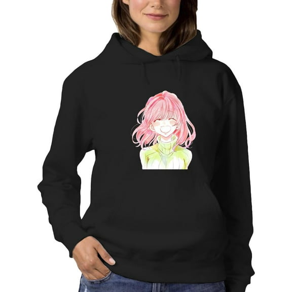 Manga Girl Cheerful Smile Hoodie Women -Image by Shutterstock, Female Small