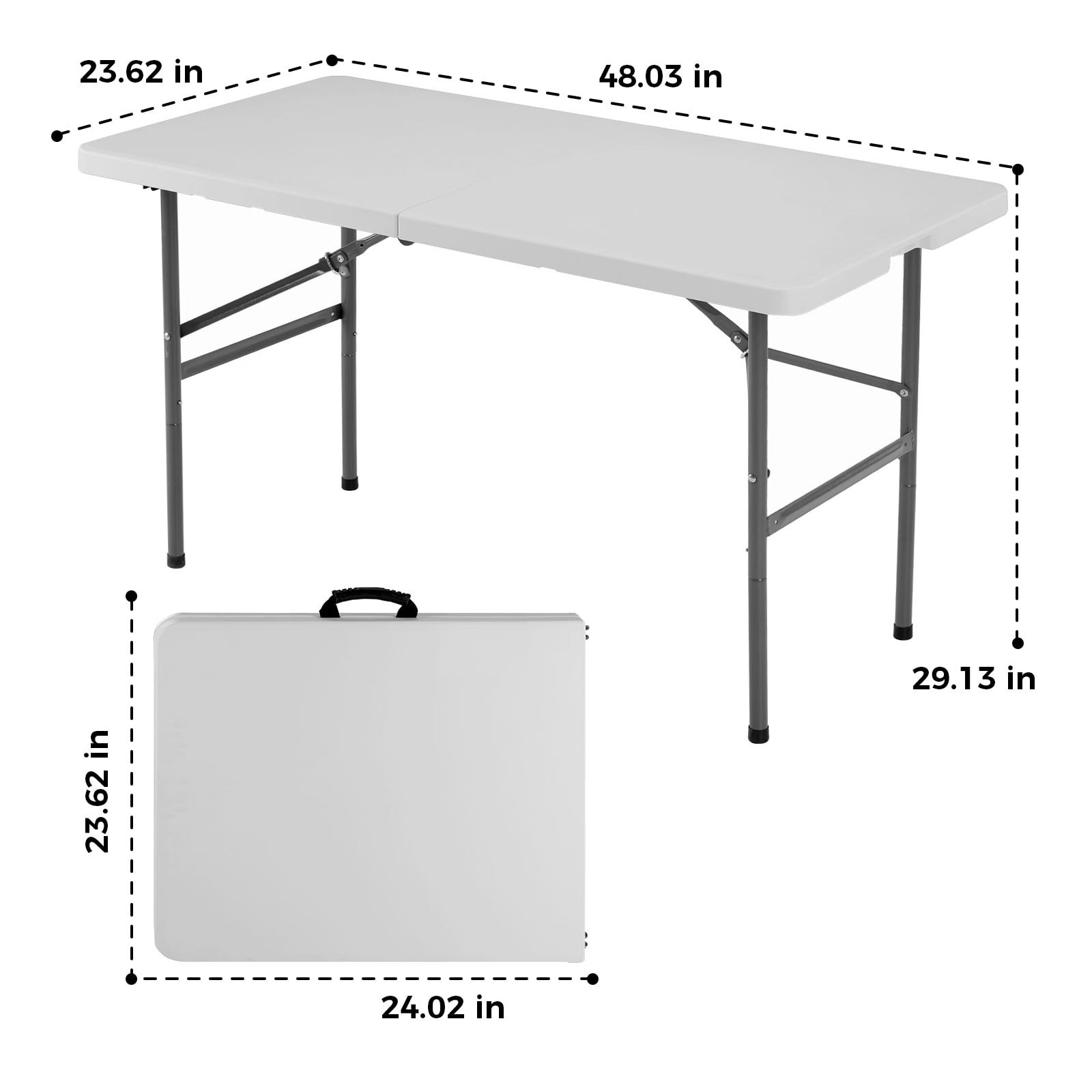 Alvantor Heavy Duty Folding Table Indoor Outdoor, Portable Camping Table, White