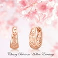 thumbnail image 2 of Midir&Etain Openwork Rose Gold Earrings Hoops 925 Sterling Silver Cherry Blossom Earrings Cherry Blossom Jewelry Gifts Christmas New Year's for Mom Women, 2 of 7