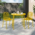 thumbnail image 4 of LeisureMod Stackable Dining Chair in Aluminum with Stackable and Floral Cutout Design Indoor Outdoor Use No Assembly for Modern Home, Kitchen, Patio Devon Collection in Yellow Set of 2, 4 of 11