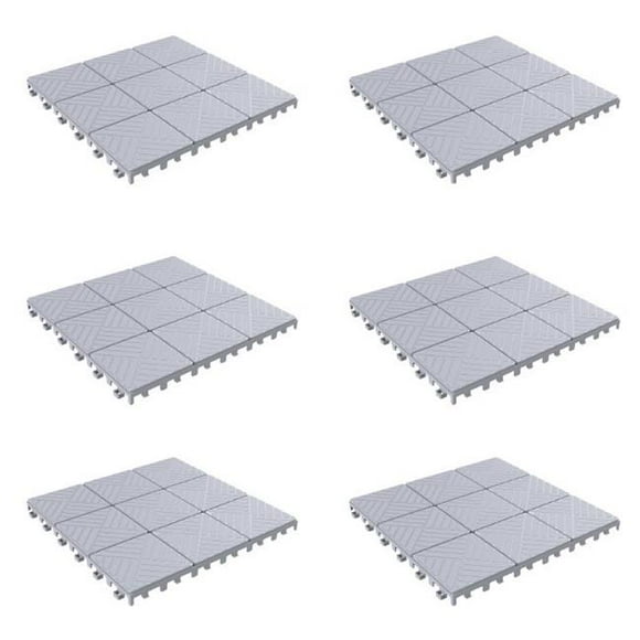 Pure Garden 50-LG1173 Patio & Deck Tiles-Interlocking Eco-Friendly Outdoor Flooring Pavers - Grey - Set of 6