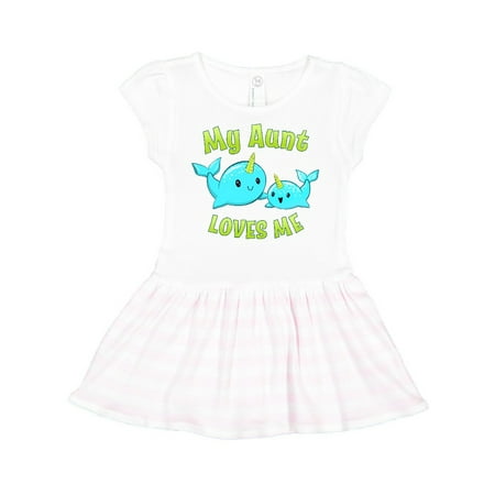 

Inktastic My Aunt loves me- cute narwhal Gift Toddler Girl Dress