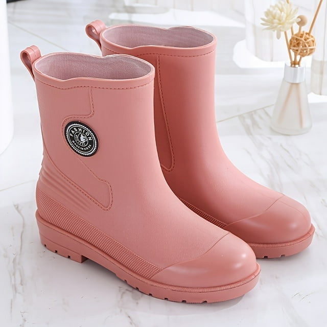 KEINXS Bottes de Pluie Festives pour Femmes en PVC Couleur Unie Bout Rond Imperméables et Durables