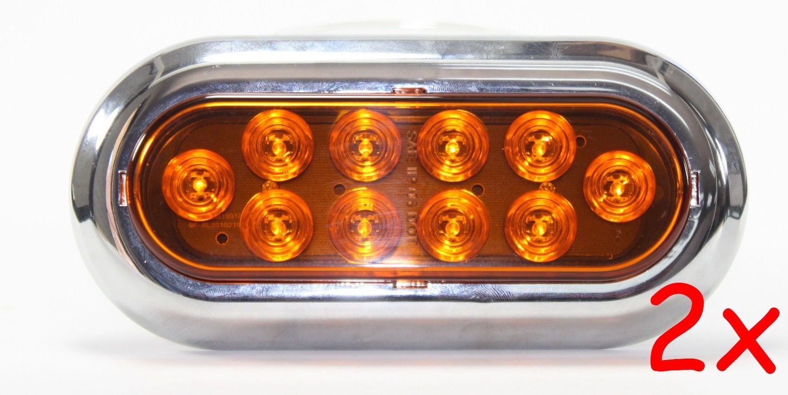 2 Amber Oval 6" Surface Mount LED Turn Signal Lights Trailer Truck with