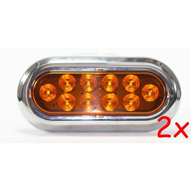 2 Amber Oval 6" Surface Mount LED Turn Signal Lights Trailer Truck with