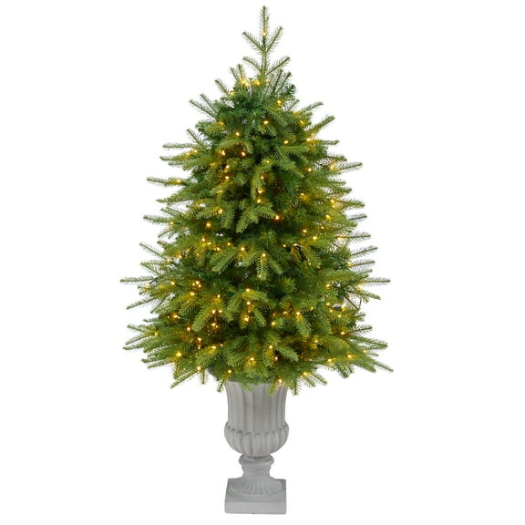 4.5ft. Vancouver Fir “Natural Look” Artificial Christmas Tree with 250 Clear LED Lights and 814 Bendable Branches in Decorative Planter