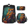 thumbnail image 1 of Easygdp Colorful Owl Forest Mochila para Niños y Niñas con Set de Caja de Almuerzo y Estuche para Lápices 3 en 1, Mochila Escolar Estampada para Adolescentes, 1 of 7