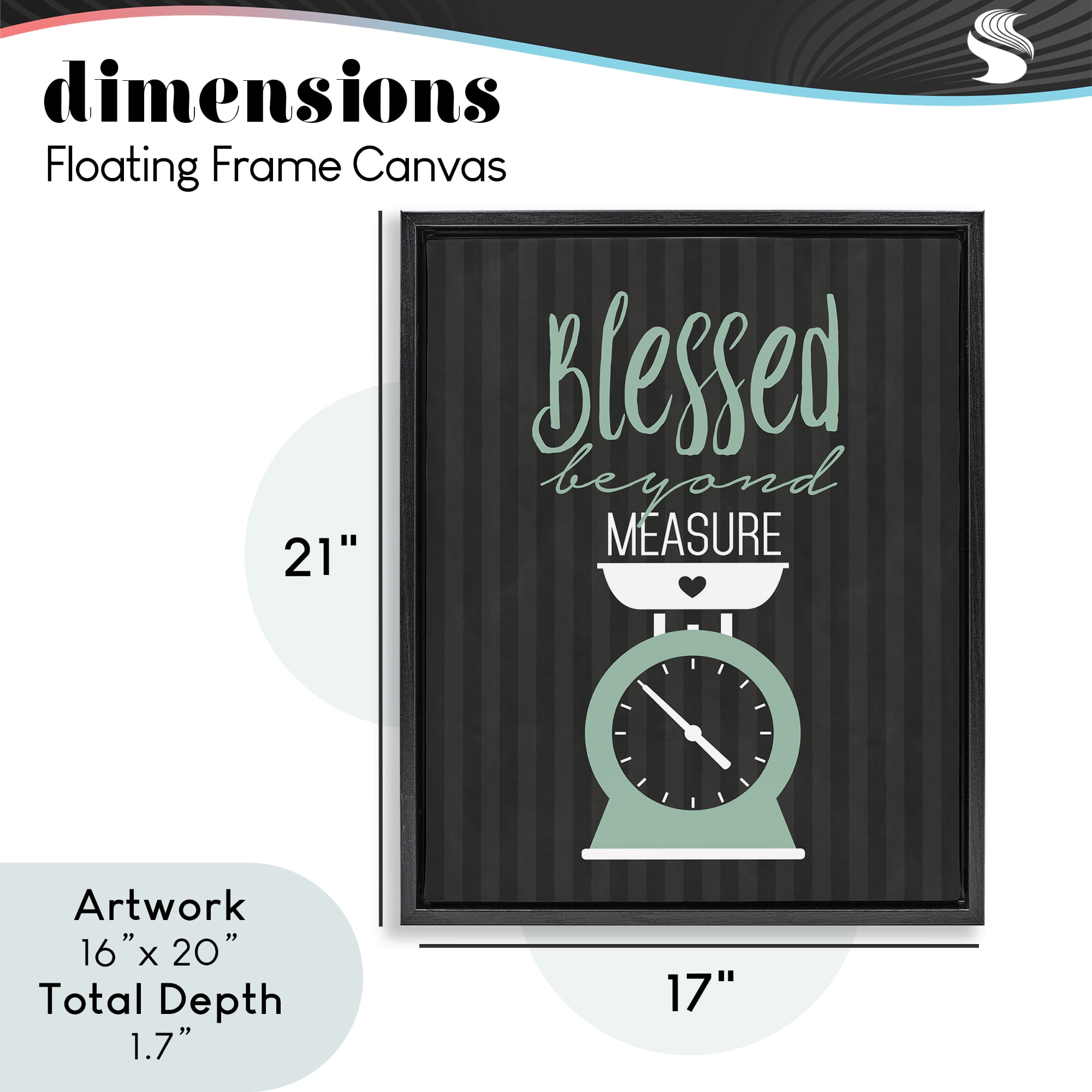 Blessed Beyond Measure Scale Black Framed Floater Canvas Wall Art, design by Lettered and Lined