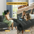 thumbnail image 6 of Aukfa 75" Deep Tufted Futon Convertible Sofa Bed, Linen Sleeper Couch for Home Office, Dark Gray, 6 of 10