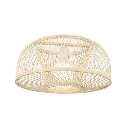 

OUKANING Simple Bamboo Braided Lamp Adjustable Industrial LED Pendant Light for Living Room Dining Room E27/E26