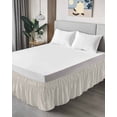 thumbnail image 4 of Light Brown Striped Wrap Around Bed Skirts for King Bed 16" Drop,Bed Skirt with Adjustable Elastic Belt Dust Ruffle Bed Valance for Bedroom Hotel Modern Abstract Art Geometric Stripes Bed Frame Cover, 4 of 7