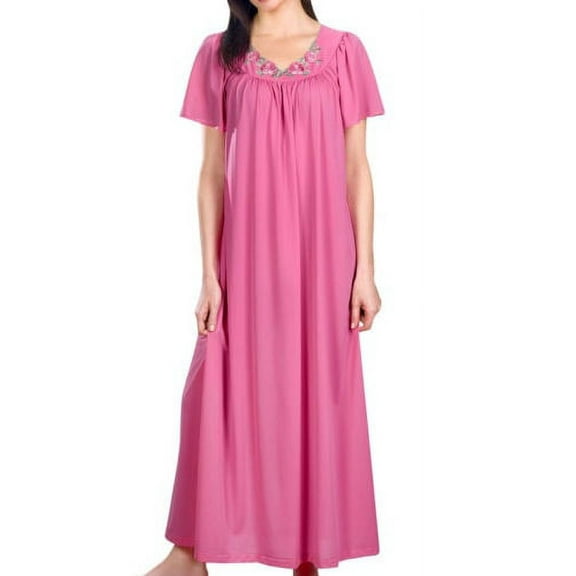 Shadowline Long Gown with Flower Petal Embroidery and Flutter Sleeves - 32280