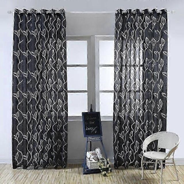 Juego de 2 cortinas de voile - Decoración del hogar - 100 x 250 cm - Negro