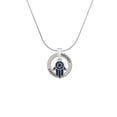 thumbnail image 2 of Delight Jewelry Silvertone Blue Hamsa Hand with Star of David Hockey Ring Charm Necklace, 18", 2 of 4