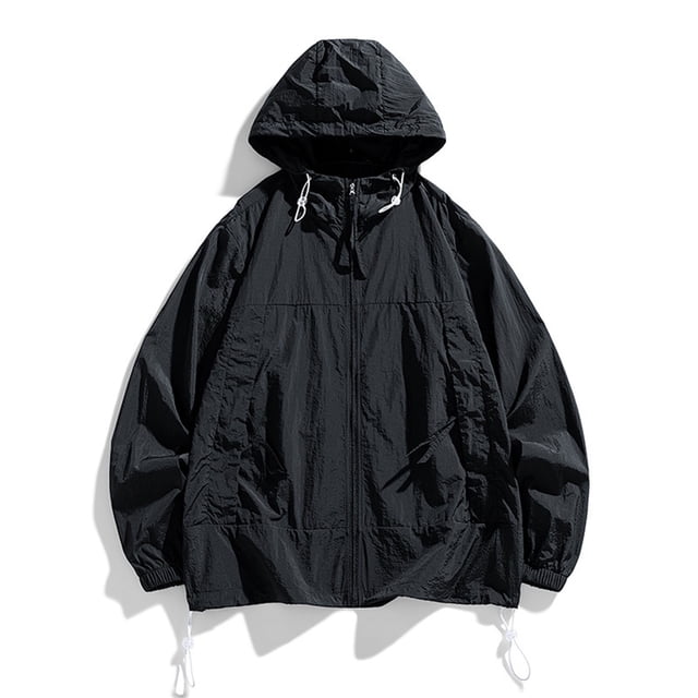 RXIRUCGD Ensemble de Protection Solaire pour Homme Veste Décontractée à Manches Longues avec Capuchon, Noir, Taille : S
