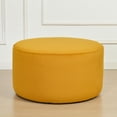 thumbnail image 3 of Modern Round Velvet Upholstered Ottoman with Soft Padded Seat, Multi-Functional Sofa Footrest, Side Table, Extra Seating for Living Room, Bedroom, Entryway (Yellow, 24" D x 24" W x 13" H), 3 of 9